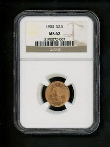 1903年 US 2.50ドル金貨 リバティ 2.50ドルイーグル NGC MS 62 未流通 オリジナル表面