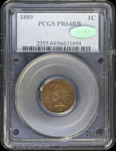 1889年 1セント プルーフ インディアンヘッド セント PCGS PR 64 RB CAC 238,700円