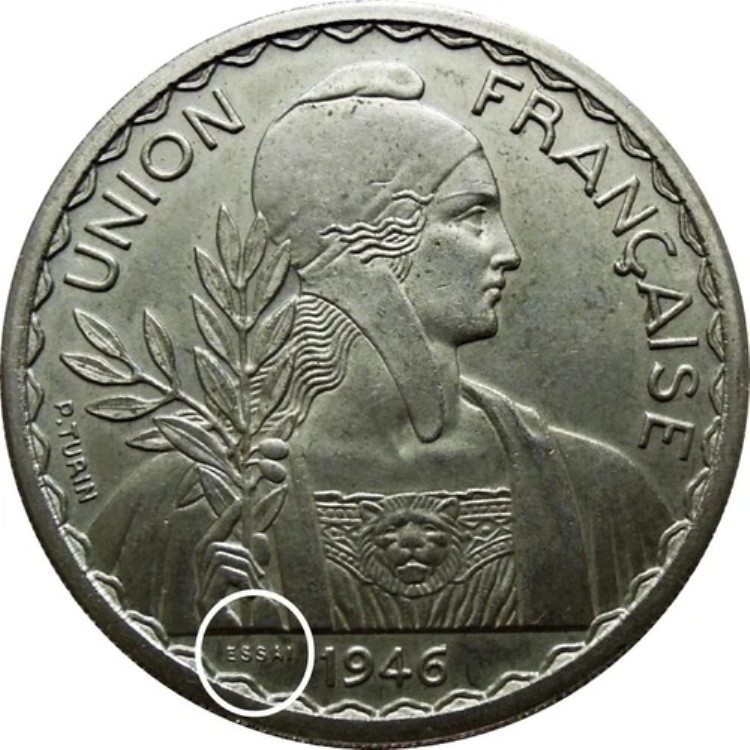 フランス インドシナ 1946 ピアストル エッサイ NGC MS63 *レア、ミント 1,100