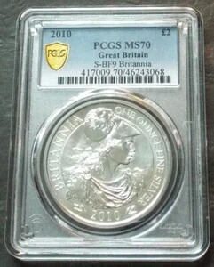 (1) 2010年 未流通銀貨 ブリタニア PCGS MS70 - 1オンス銀貨
