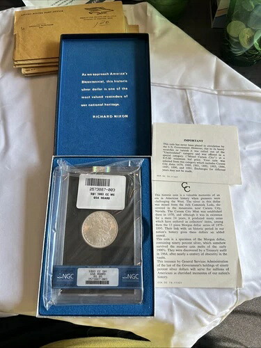 1883-CC モルガン銀貨 GSA ホード NGC MS65 箱と鑑定書付き