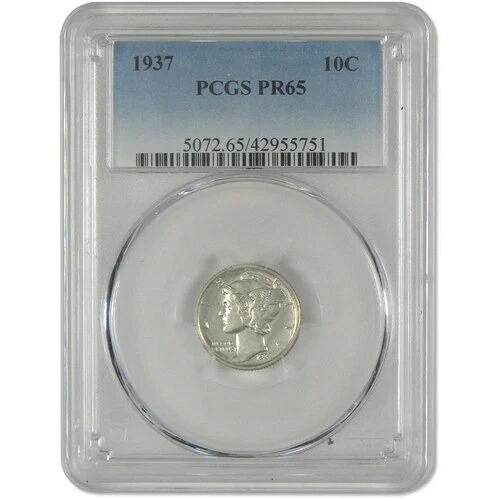 1937年 マーキュリーダイム PR 65 PCGS シルバープルーフ 10セントコイン