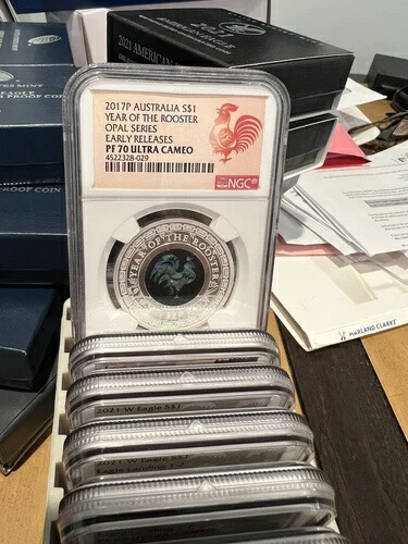2017年 オーストラリア オパール ルナー 酉年 1オンス シルバー プルーフコイン NGC PF70 ER