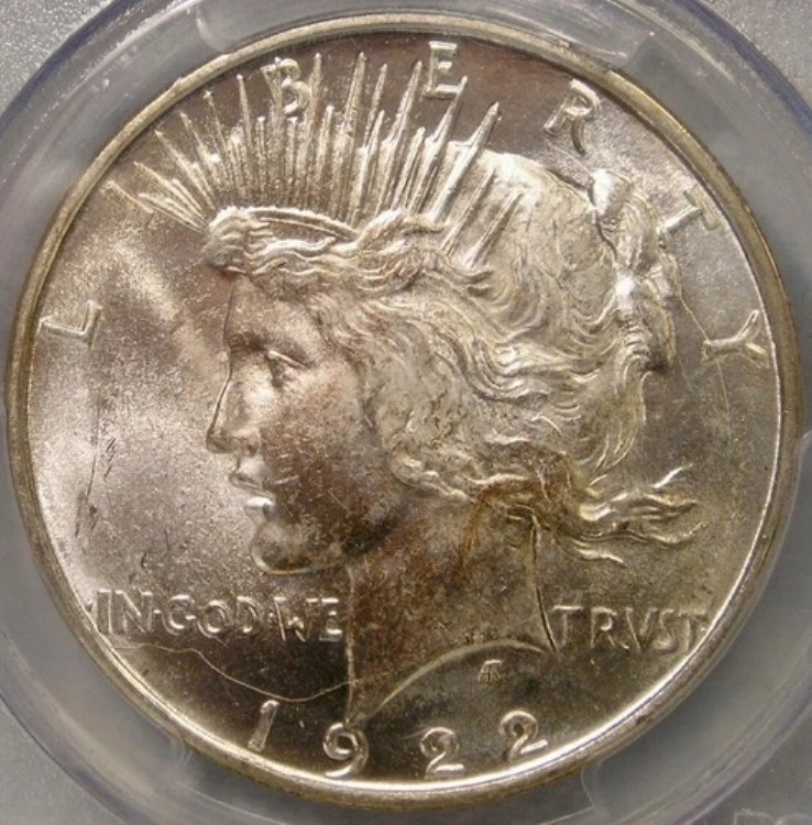 1922年 D シルバードル ゴージャスな光沢、希少なロングダイブレイク付き PCGS MS 64 認定|WORLD RESOURCE【KING店】