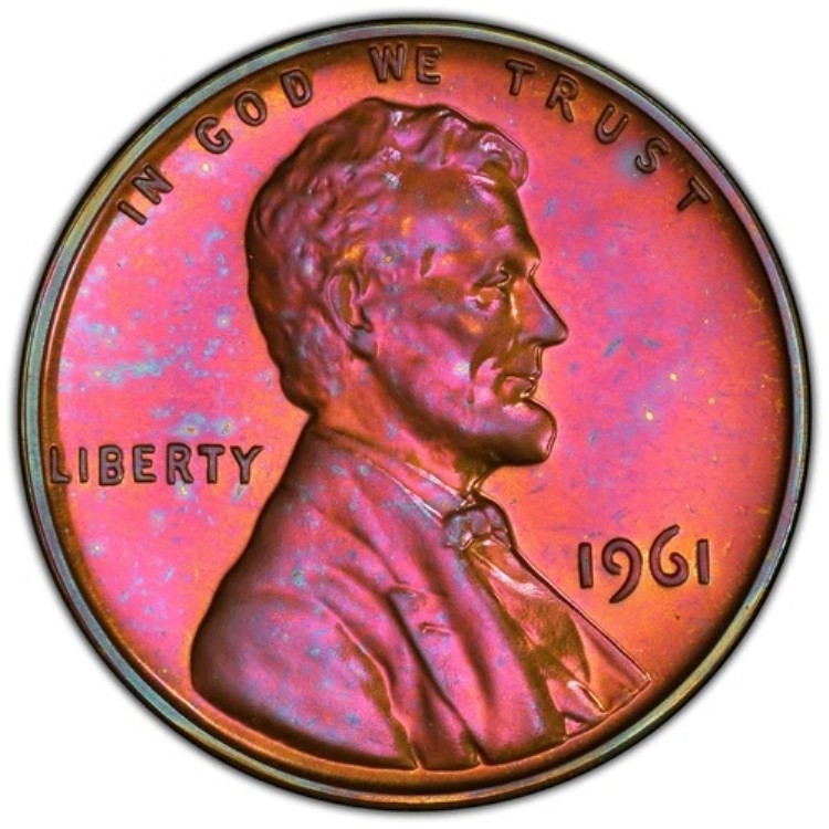1961 1c ??PCGS PR-67RB 燃えるようなピンクとほんのりとした紫色!
