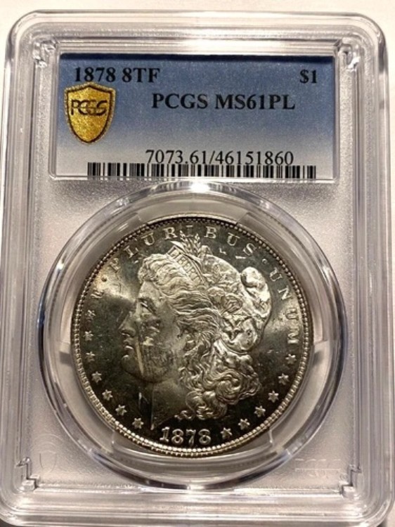 #A4709、モルガン銀貨 PCGS MS 61 PL 1878 8 TF