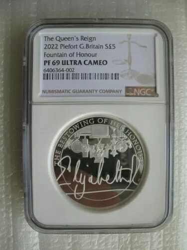 英国 5ポンド 2022年 シルバー パイフォート プルーフ クイーンズレイン ファウンテンオブオナー NGC PF69 230,450円