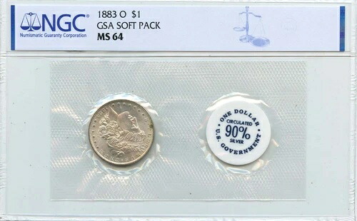 1883-O モルガン・ダラー GSA ソフトパック S$1 NGC MS64