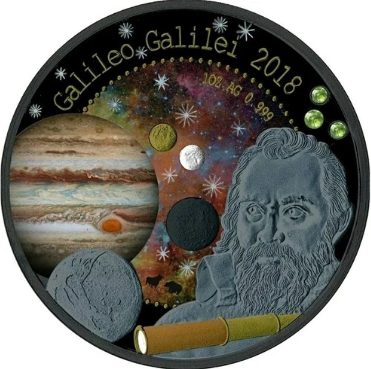 2018 5 セディ ガーナ GALILEO GALILEI Treasures Universe 1 オンス シルバー コイン。