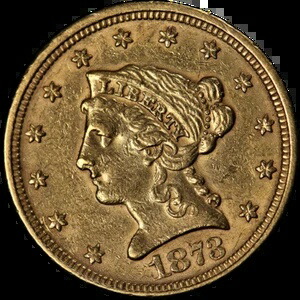 1873-P リバティゴールド $2.50 クローズド '3' 良好 AU/BU 良好な外観 強いストライク