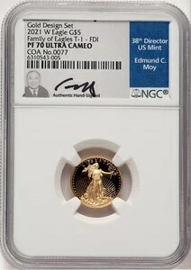 2021-W 5ドル 10分の1オンス 金貨 イーグル T-1 ファーストストライク NGC PF70 エド・モイ