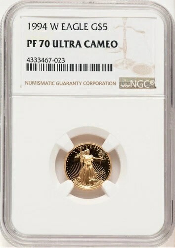 1994-W プルーフ ゴールド イーグル 1/10 オンス ブラウンラベル NGC MS70
