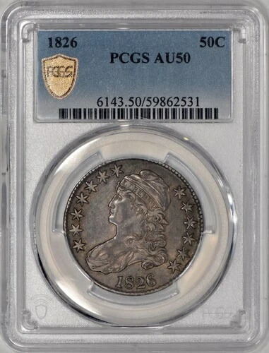 1826 年 バスト ハーフ ドル 50 セント PCGS AU50 - 100% オリジナル! 173,250円
