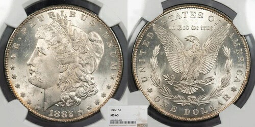 1882年 モルガン 1ドル（銀） NGC MS-65 #US104129