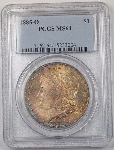 1885-O 米国モルガン銀貨 $1 PCGS MS-64 トーン BR5 R