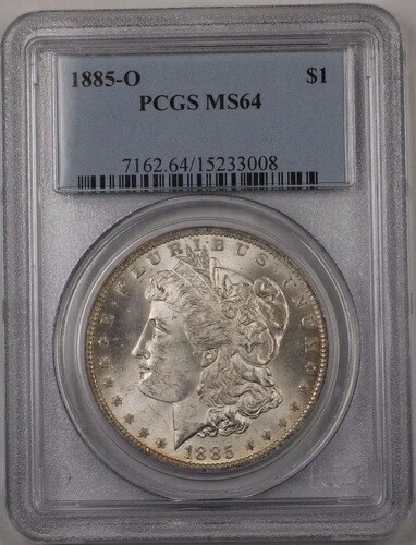 1885-O 米国モルガン銀貨 1ドル硬貨 PCGS MS-64 (良好) リムトーン BR5 M