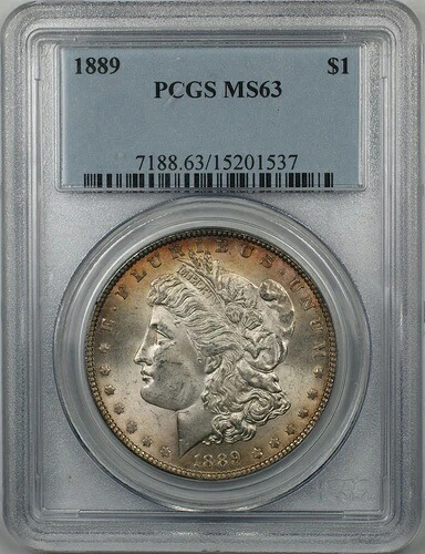 1889年 モルガン シルバー ダラー 1ドル コイン PCGS MS-63 トーン ベター コイン (BR-22 M)