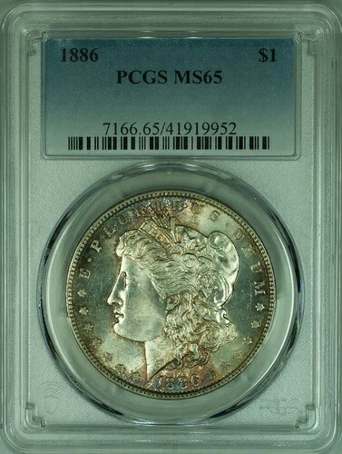 1886年 モルガン銀貨 S$1 PCGS MS-65 トーン (35)