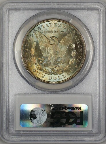 1887年 モルガン シルバー ダラー 1ドル コイン PCGS MS-64 裏面は綺麗な色調 (13b)