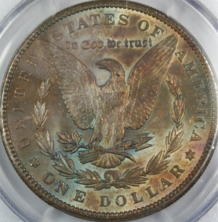 1900年モルガン銀貨、PCGS MS-63、裏面トーンあり