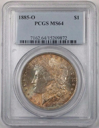 1885-O 米国モルガン銀貨 $1 PCGS MS-64 トーン BR5 Q