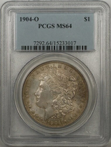 1904-O モルガン シルバー ダラー 1 ドル コイン PCGS MS-64 (BR9 H トーン)