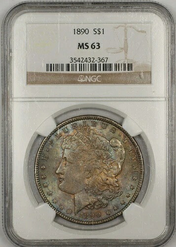 1890年 モルガン 1ドル銀貨 NGC MS-63 良好な状態 (13)