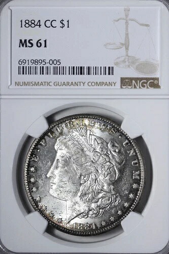 BU 1884-CC モルガン銀貨 NGC MS61 非常に派手なビデオを見る JDNPM