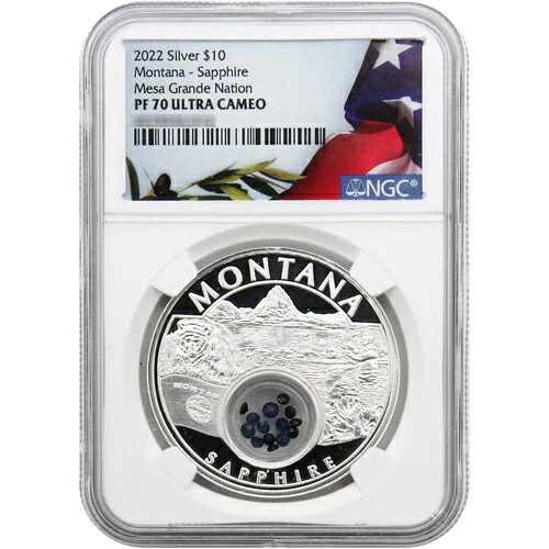 2022年 アメリカ合衆国の銀の宝物 - モンタナ 1オンス PF70 ウルトラカメオ NGC