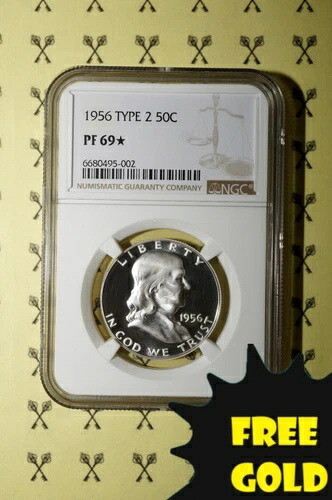 1956年 フランクリン ハーフダラー タイプ2 NGC プルーフ 69 スターグレード 248枚限定 ゴールド無料付*