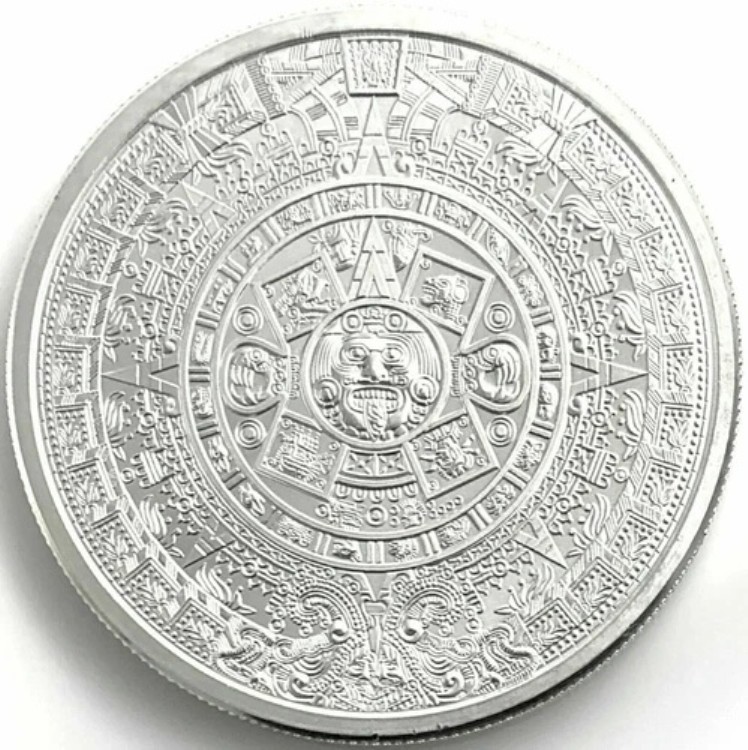 アステカカレンダー　銀貨　1 オンス　２枚 ○メキシコ アステカ・カレンダー ラウンド銀貨 シルバー 純銀1
