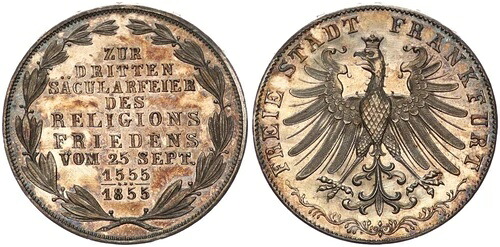 フランクフルト 2 グルデン 1855 - ほぼ聖 87901 の平和について