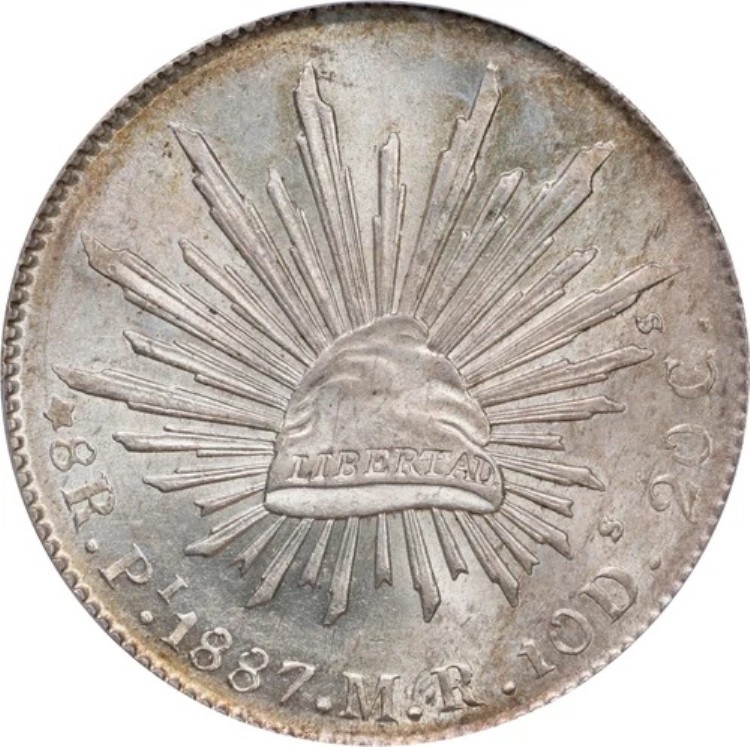 メキシコ サン・ルイス・ポトシ 1887年-PiMR 8レアル 未流通コイン PCGS認定 MS63