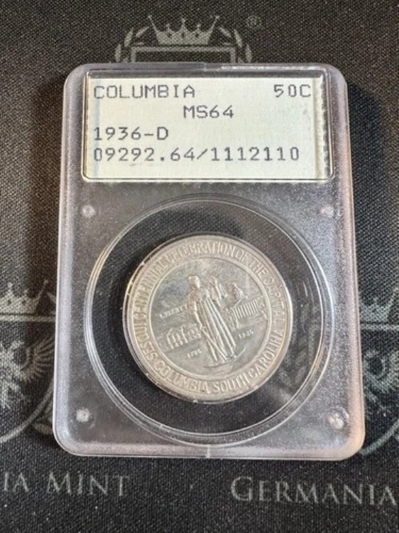 1936年 D 50C PCGS MS64 コロンビア記念ハーフラトラーケース入り