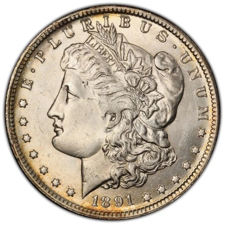 1891-O モーガン $、PCGS MS 63、美しい光沢のある滑らかな表面、見た目も素晴らしい!