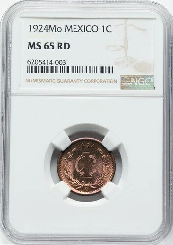 メキシコ エスタドス ウニドス 1924 1 センタボ コイン 認定宝石 未流通 NGC MS65RED 244,750円