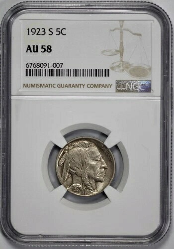 1923-S バッファロー 5セントニッケル NGC AU 58