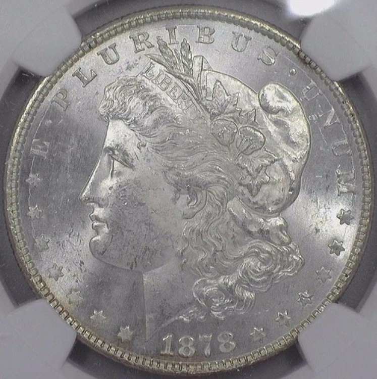 1878年 8TF モルガン銀貨 $1 NGCグレード MS63 VAM 12 未流通認定
