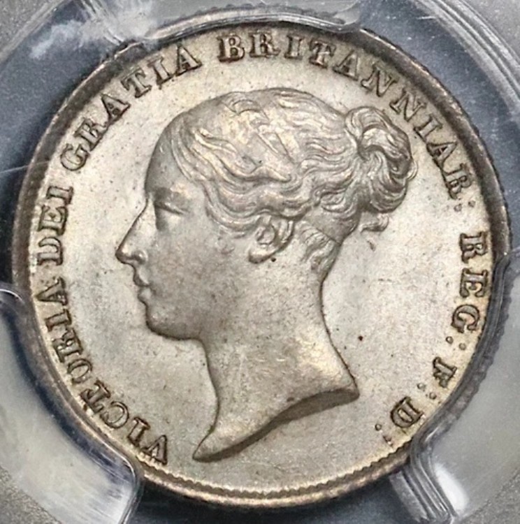 1842年 PCGS MS 64 ビクトリア 6ペンス イギリス 希少銀貨 (21092301D)