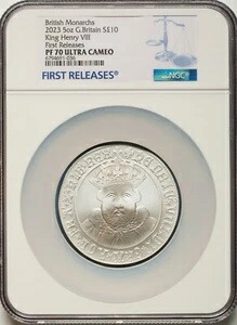 イギリス 2023 ヘンリー8世 10ポンド 極上 5オンス コイン、NGC 認定 PF70 U.C.