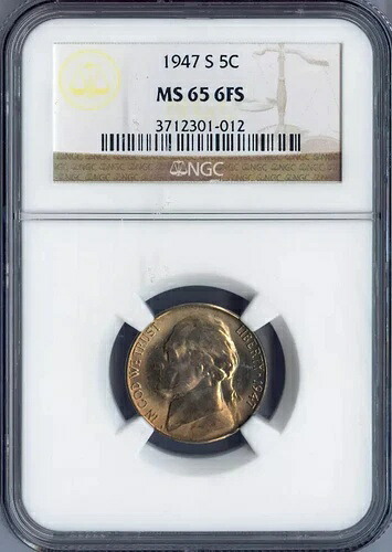 1947-S ジェファーソンニッケル NGC MS65 6FS