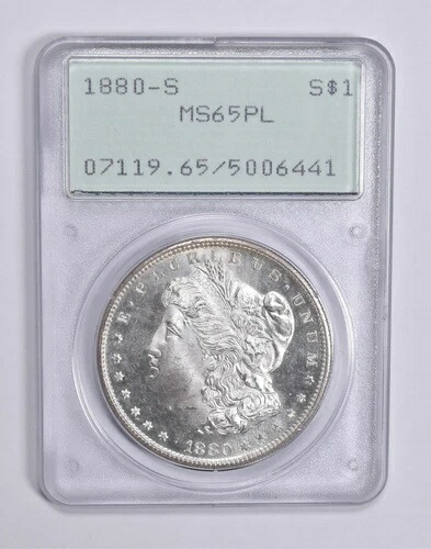 MS65 PL 1880-S モーガン銀貨 PCGS ラトラーアップグレード？ *0303