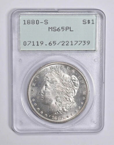 MS65 PL 1880-S モーガン銀貨 PCGS ラトラーアップグレード？ *0329