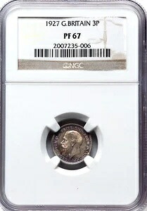 英国 - 1927 年 ジョージ 5 世 プルーフ 3 ペンス - NGC PF67 - 素晴らしい宝石 - 2 つだけ上回る!