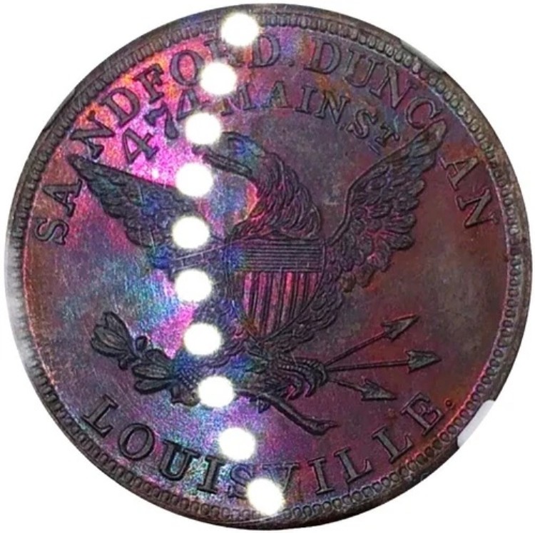 （1850年代）NGCルイビルケンタッキー州7a（R-5）シルク・ダンカン・サンフォード商人トークン