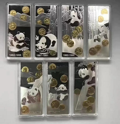 中国 2017年 パンダ金貨 発行35周年記念 7x50g パンダ銀貨メダル
