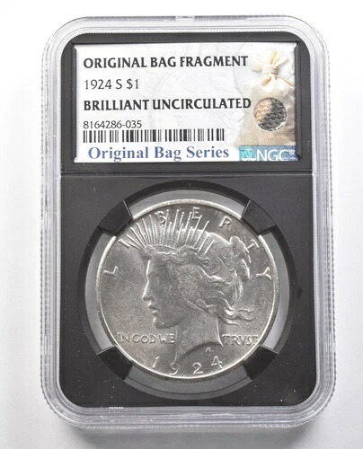 1924-S シルバーピースダラー オリジナルバッグフラグメント BU NGC *4375