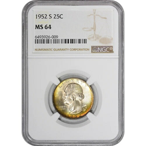 MS64 1952-S ワシントンクォーター NGC 美しい色調 *2898