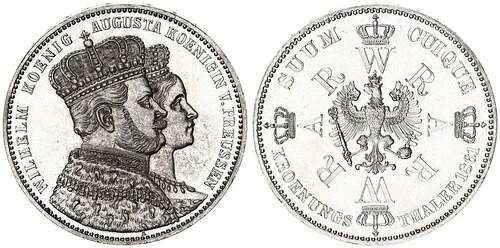 プロイセン 1 クローヌングスターラー銀貨 1861年 ヴィルヘルム1世 プルーフ 129823