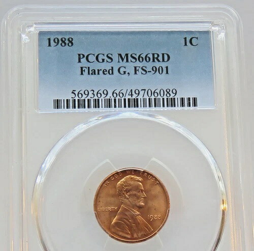 1988年 P リンカーン セント 1C PCGS MS66RD - フレア G - FS-901 - 送料無料! F#6089｜WORLD RESOURCE【KING店】